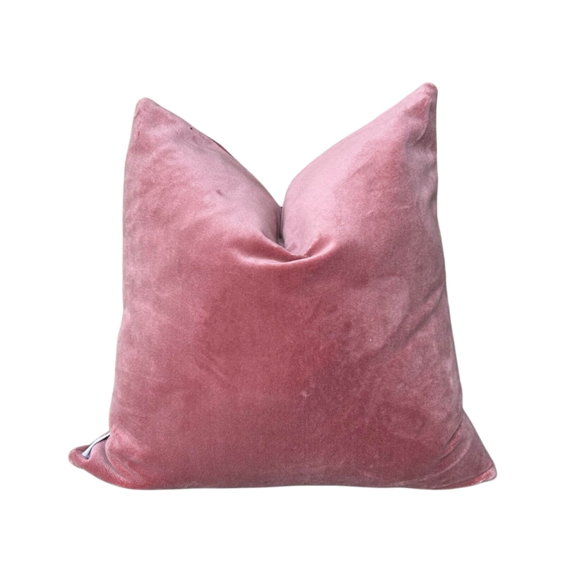 Throw Pillow Mauve Velvet Piped Edges Transitional Cushion