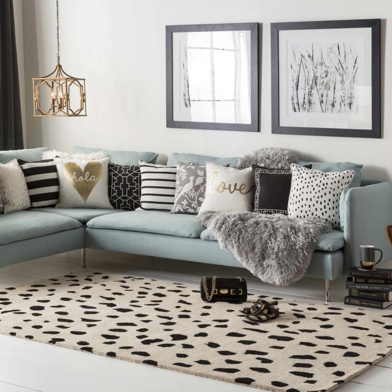 Throw Pillow Metallic Gold Polka Dots Foil Print Modern Glam