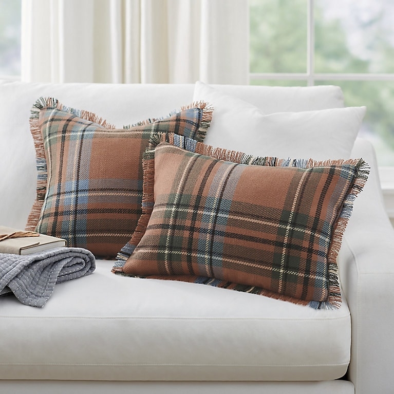 Throw Pillow Mixed Plaid Patterns Seasonal Fall Decor Outdoor Styling