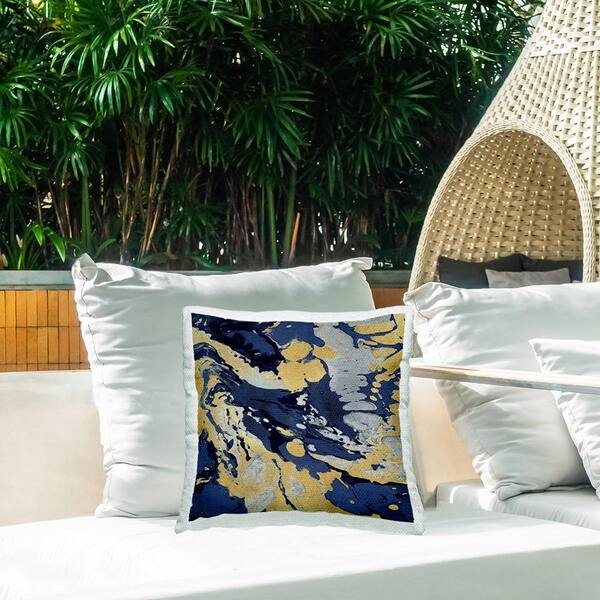 Throw Pillow Modern Cobalt Blue Palette Abstract Swirl Pattern Artistic