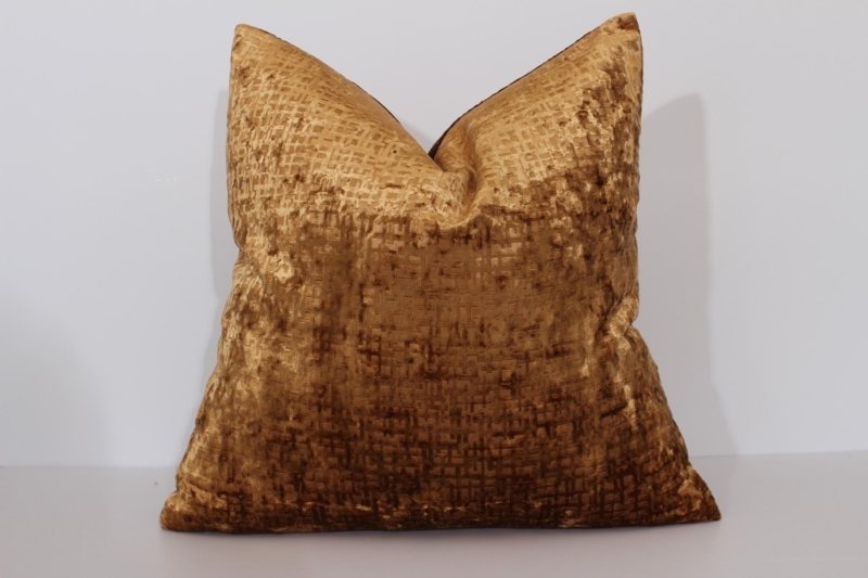 Throw Pillow Modern Glam Crushed Texture Gold Velvet Shimmer Finish