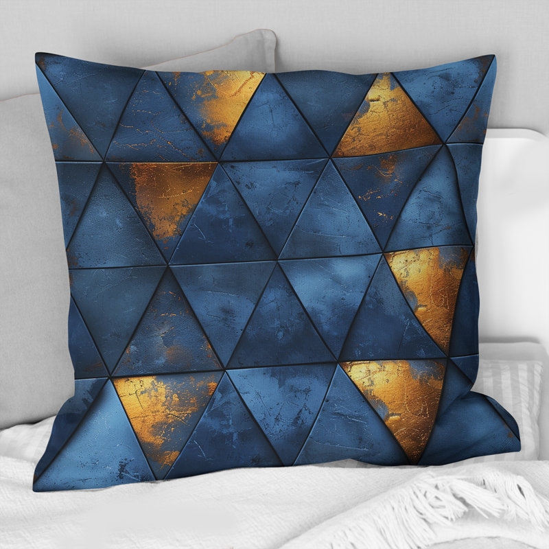 Throw Pillow Modern Glam Triangle Pattern High Contrast Palette Navy