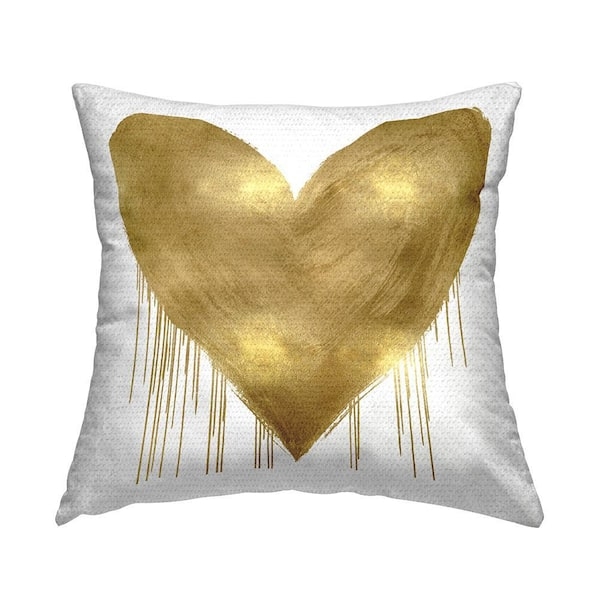 Throw Pillow Modern White Gold Heart Graphic Outdoor Rated Print