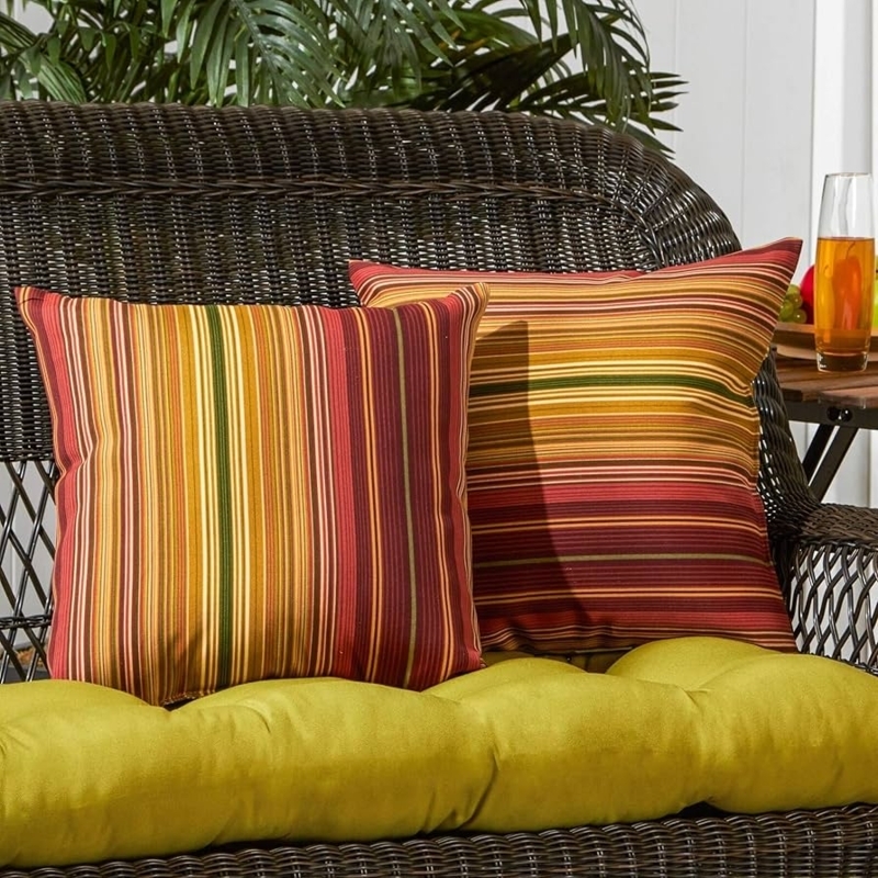 Throw Pillow Multi Color Stripes Woven Texture Traditional Accent