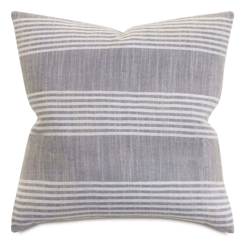 Throw Pillow Multi Tonal Stripes Navy Ivory Coastal Accent