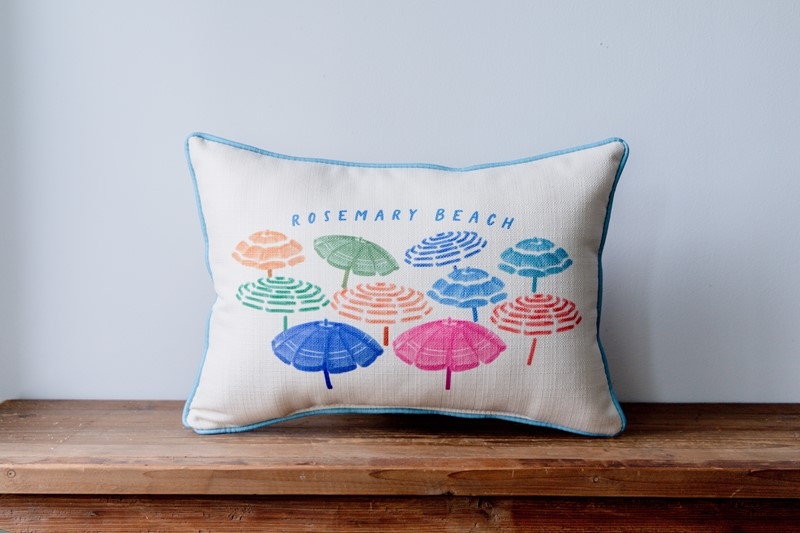 Throw Pillow Multi Umbrella Pattern Colorful Beach Theme Matte Fabric