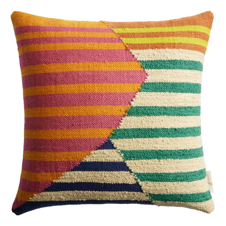 Throw Pillow Multicolor Geometric Woven Fabric Outdoor Accent
