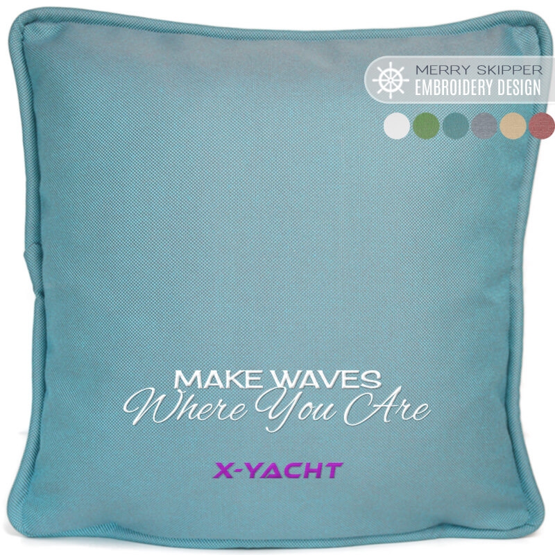Throw Pillow Nautical Icon Custom Embroidery Navy Coastal Decor