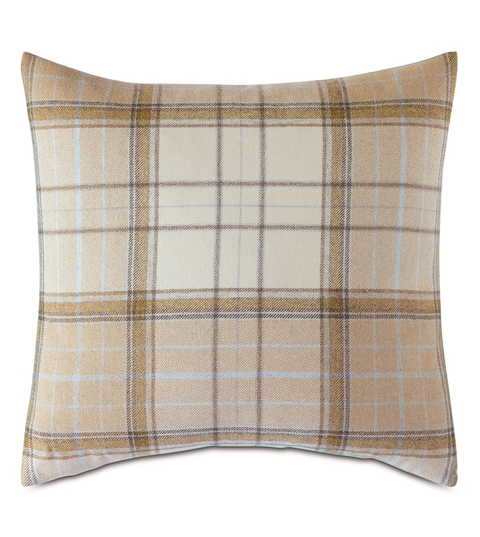 Throw Pillow Navy and Brown Tartan Cushion with Masculine Palette