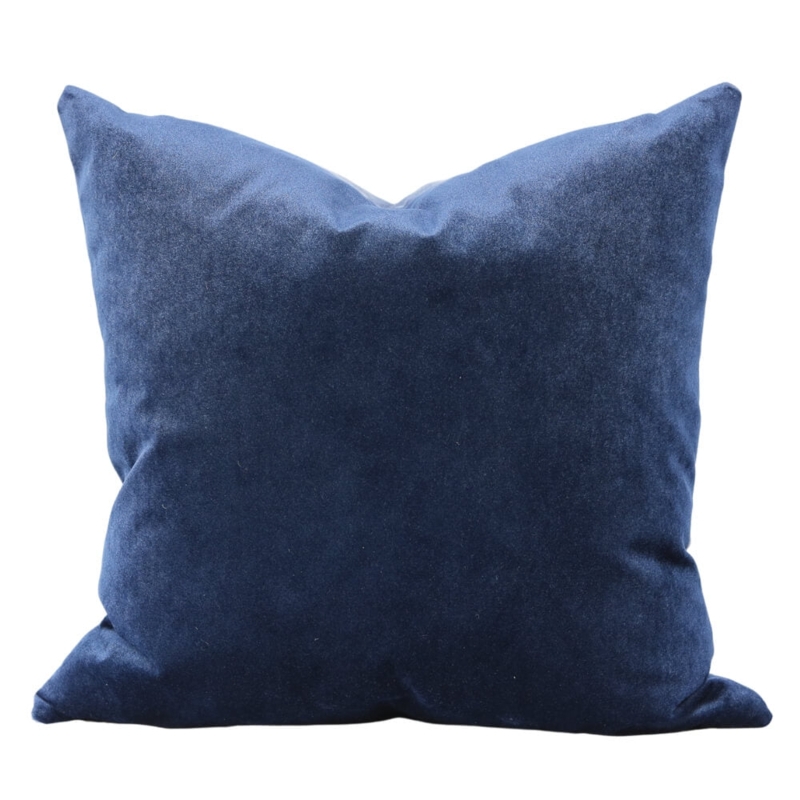 Throw Pillow Navy Blue Velvet Hidden Zipper Luxury Sofa Accent