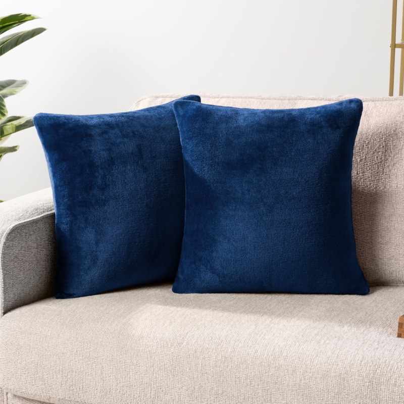 Throw Pillow: Navy Blue Velvet with Raised Geometric Grid Pattern