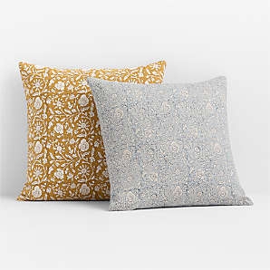 Throw Pillow Navy Mustard Mixed Textures Velvet Like Curated Navy Pillows