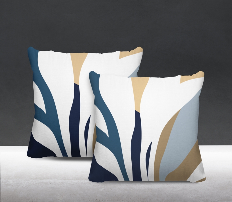 Throw Pillow: Navy Quatrefoil Outdoor Cushion, Coastal Patio Decor.