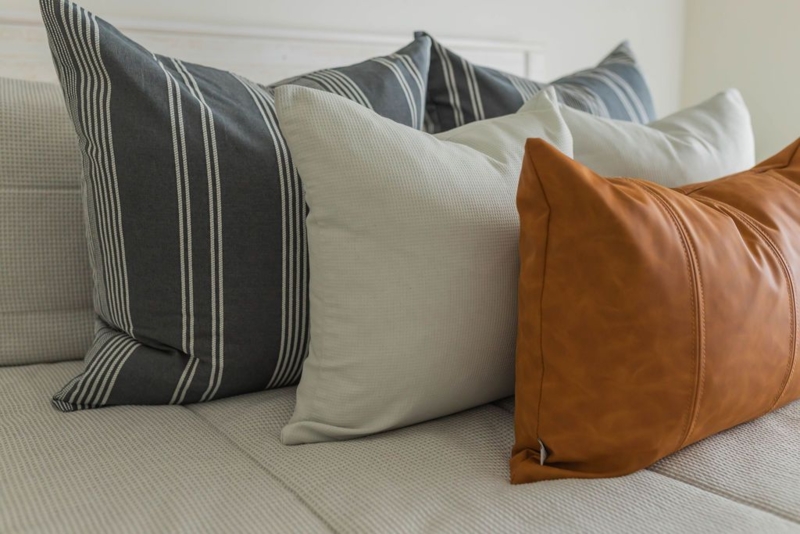 Throw Pillow Neutral Bedroom Styling with Gray Heathered Weave