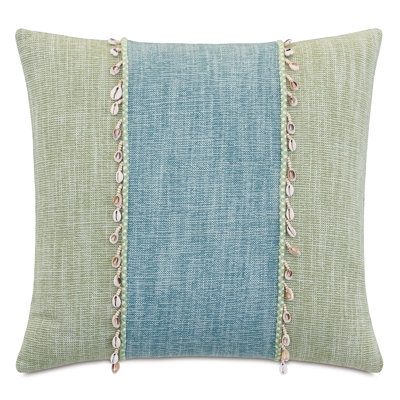 Throw Pillow Oatmeal Chunky Woven Texture Piped Edges Neutral
