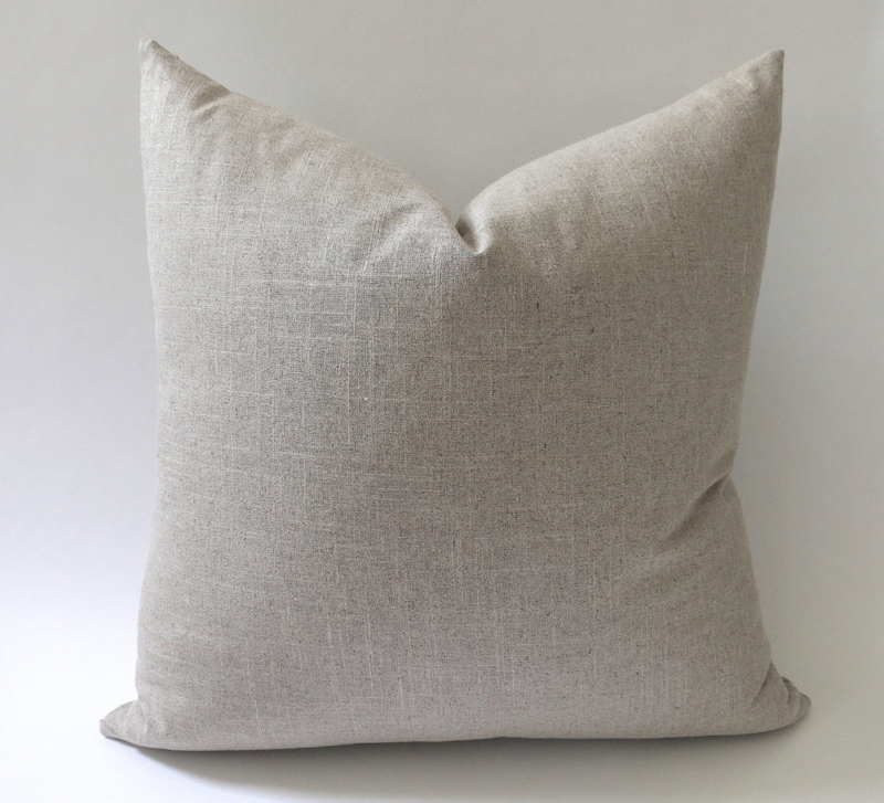 Throw Pillow Oatmeal Linen Like Slubby Texture Rustic Farmhouse Style