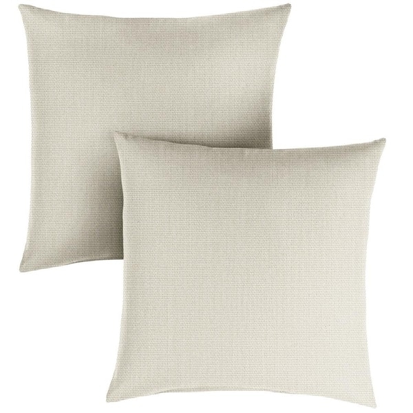 Throw Pillow Off-White Canvas Flange Edge Outdoor Minimalist Matte