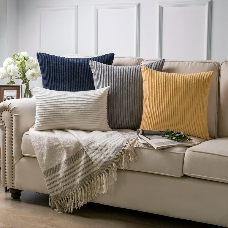 Throw Pillow: Off White Horizontal Striped Texture Contemporary Clean