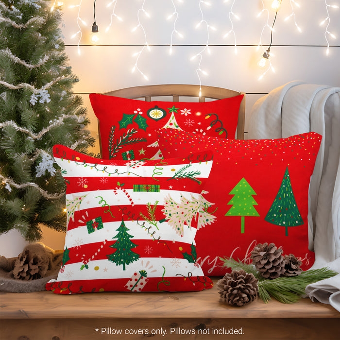 Throw Pillow Off-White Woven Texture Minimalist Pine Tree Decor