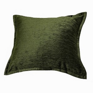 Throw Pillow: Olive Green Linen Texture with Contrast Decorative Stitching
