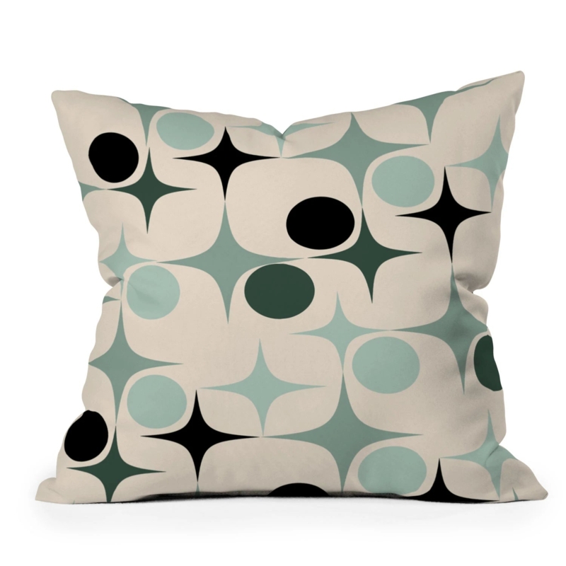 Throw Pillow: Orange Retro Geometric Pattern, Mid-Century Modern