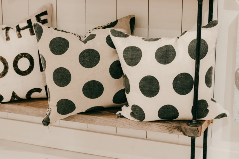 Throw Pillow Organic Modern Oversized Polka Dots Stonewashed