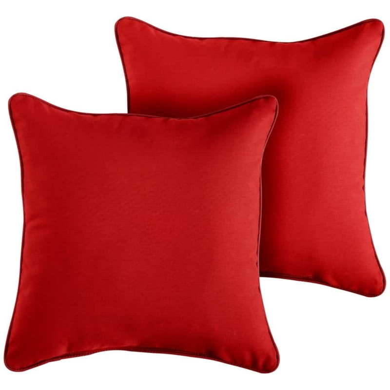 Throw Pillow Outdoor Fabric Jockey Red Canvas-Like with Corded Edges