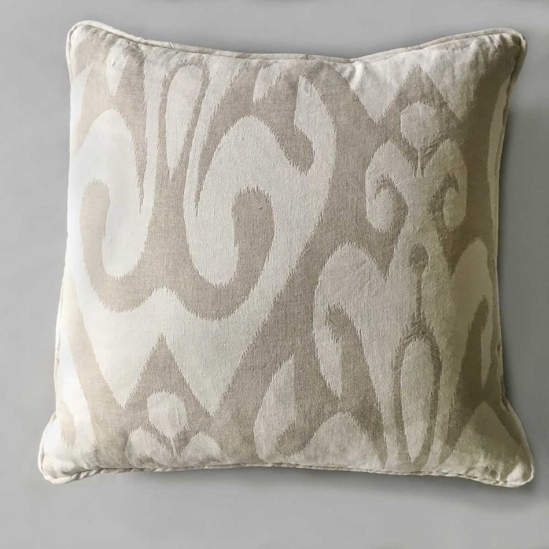 Throw Pillow Oversized Charcoal Ikat Flanged Edge Neutral