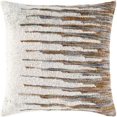 Throw Pillow Painterly Abstract Print Mustard Yellow Accents Industrial