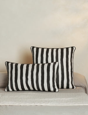 Throw Pillow Painterly Stripes Hand Drawn Lines Ivory Linen Like