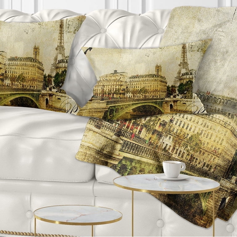 Throw Pillow Paris Cityscape Print Lumbar Silhouette Decor