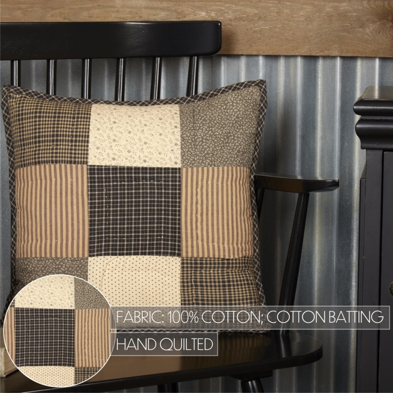 Throw Pillow, Patchwork Star Pattern & Quilted Echo Stitching, Rustic