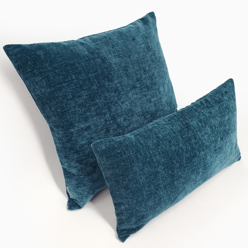 Throw Pillow Peacock Teal Velvet Piped Edge Glam Living Room Accents
