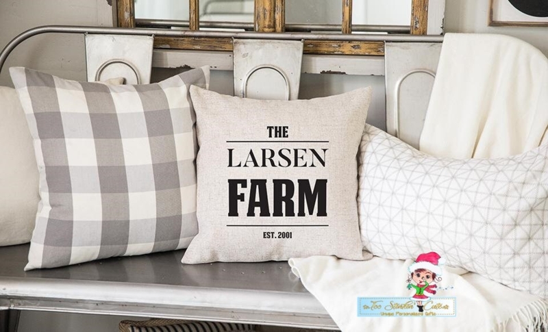 Throw Pillow, Personalized Script & Farmhouse Typography