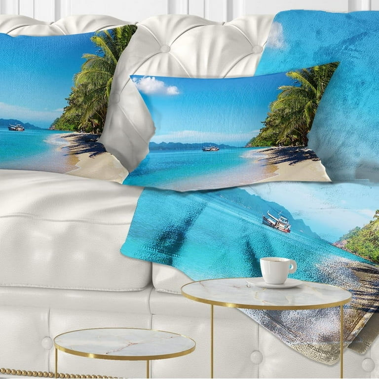 Throw Pillow Photographic Beach Print Lumbar Silhouette Coastal