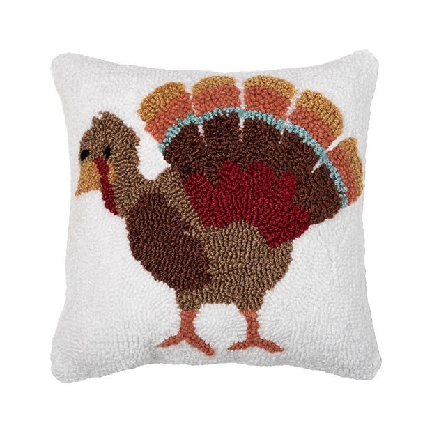 Throw Pillow Piped Trim Feather Motif Festive Harvest Themed Home