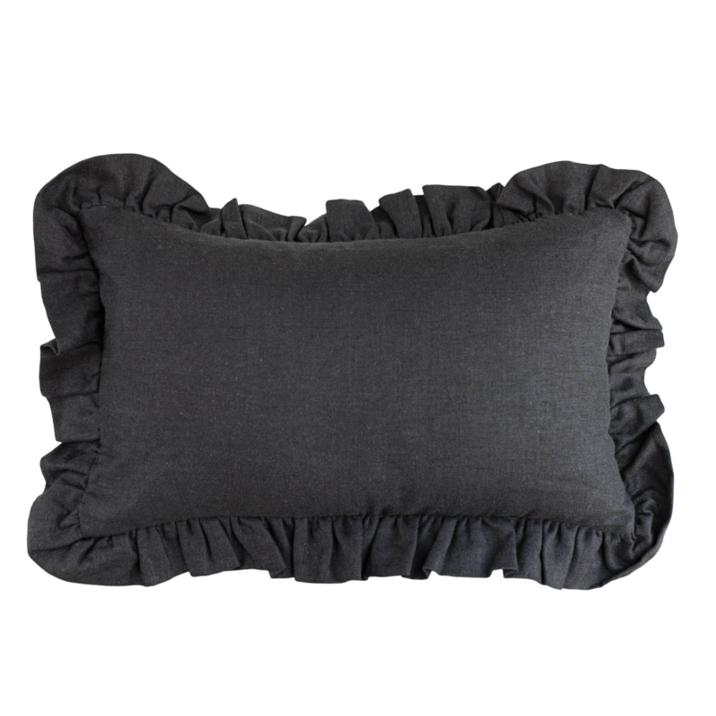 Throw Pillow Plaid Pattern Floral Ruffled Lumbar Farmhouse Sofa Decor