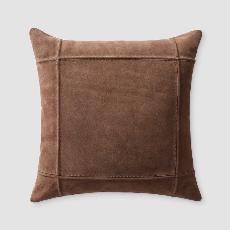 Throw Pillow: Plump Filling Suede. Dark Brown Suede Throw Pillow.