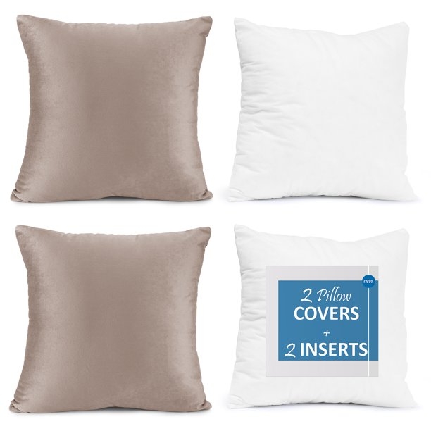 Throw Pillow Plush Texture Taupe Color Matte Finish Taupe Plush Pillows