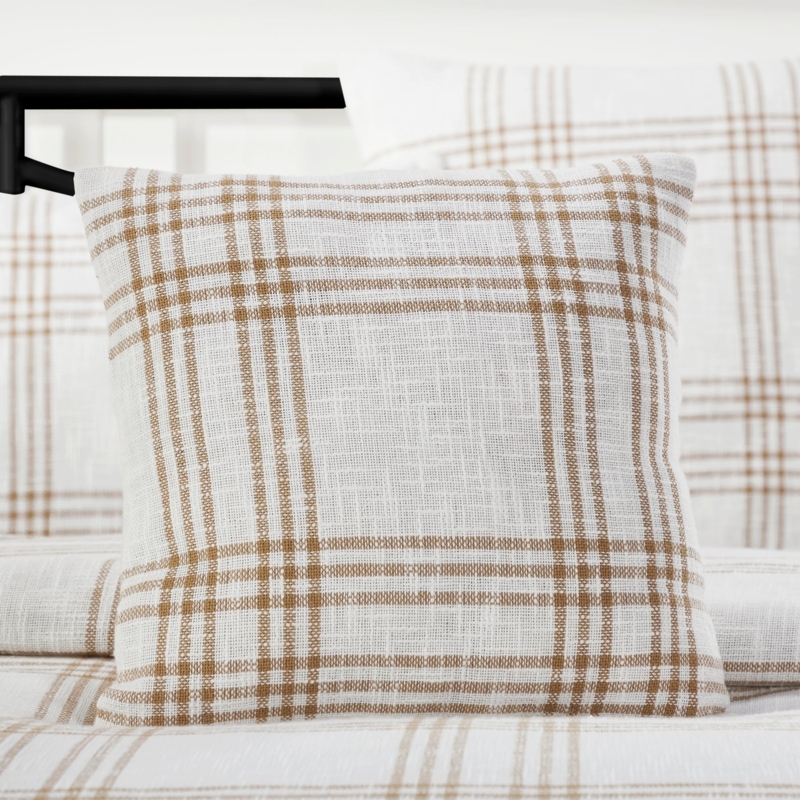 Throw Pillow Primitive Style Throw Pillow in Wheat Tan and Dark Brown