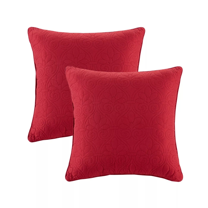 Throw Pillow Quilted Grid Pattern Vibrant Red Matte Finish Red Cushions