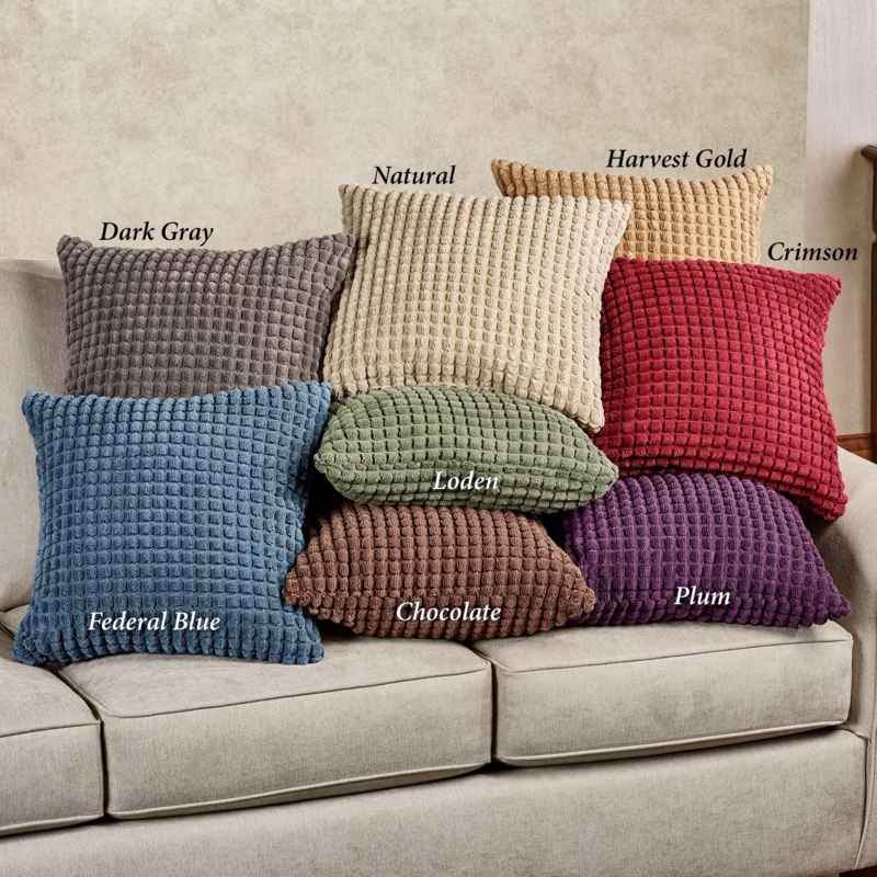 Throw Pillow Quilted Puff Texture Satin Sheen Burgundy Gold Decorative