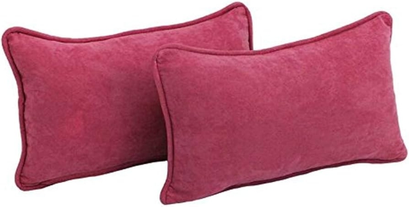 Throw Pillow Rectangular Berry Microsuede Corded Edge Vibrant