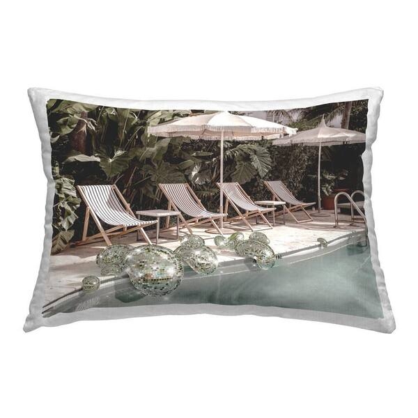 Throw Pillow: Retro Poolside Graphic with Disco Ball and Typography