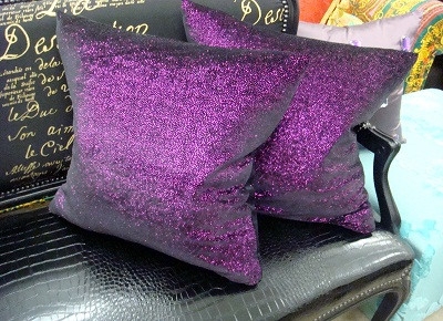 Throw Pillow Rhinestone Center Ruched Pleating, Glam Luxury
