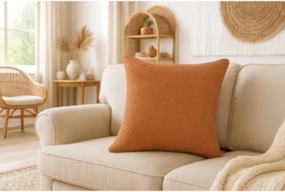 Throw Pillow: Rich Brown Suede Throw Pillow featuring Piped Edges.
