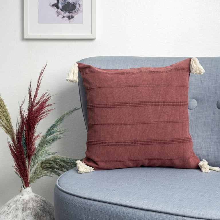 Throw Pillow Rich Burgundy Cotton Solid Color Saturated Hue