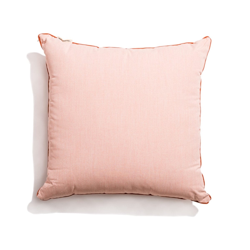 Throw Pillow: Ruffled Edge Detail, Pink Stripes Canvas Coastal Preppy Style.