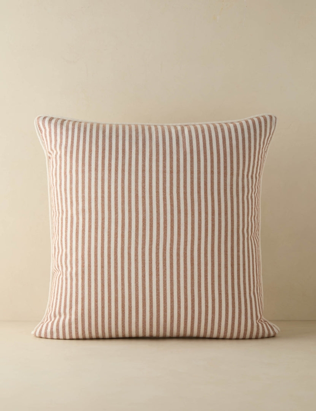 Throw Pillow Rust Stripes Piped Edges Woven Polyester Indoor Outdoor