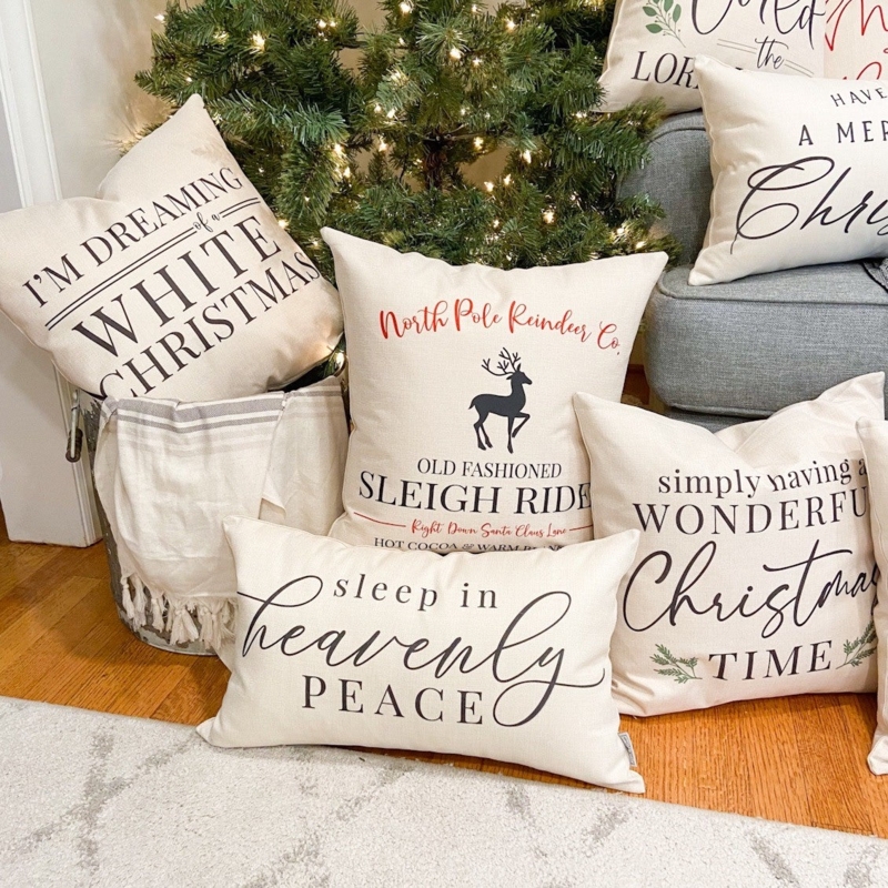 Throw Pillow: Rustic Farmhouse Truck Graphic, Holiday Accent